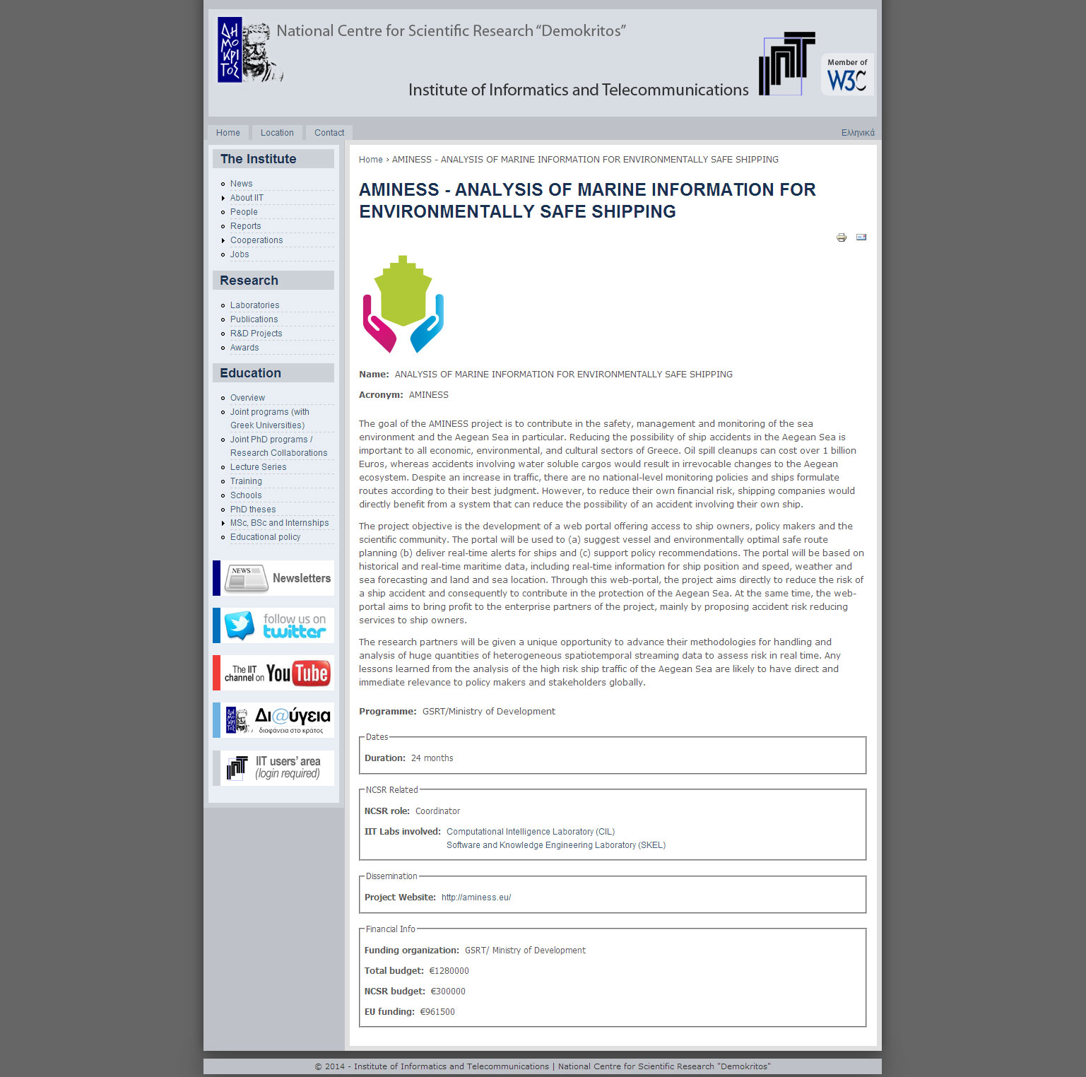 AMINESS – Analysis of Marine Information for Environmental Safe Shipping